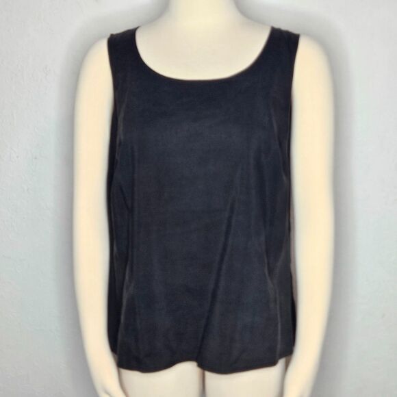 Citron Santa Monica Silk Linen Tank Top Black Minimalist Capsule XL - Picture 1 of 5
